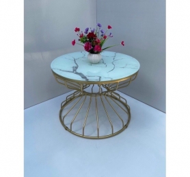 Bàn sofa đồng hồ cát mặt kính cường lực giả đá