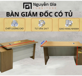 Bàn trưởng phòng 60x120 ván 17mm k hộc tủ